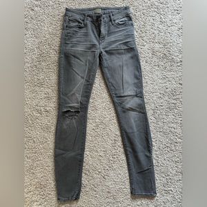 MOTHER “The Looker” Skinny Jeans. Gray, distressed. Size 26.